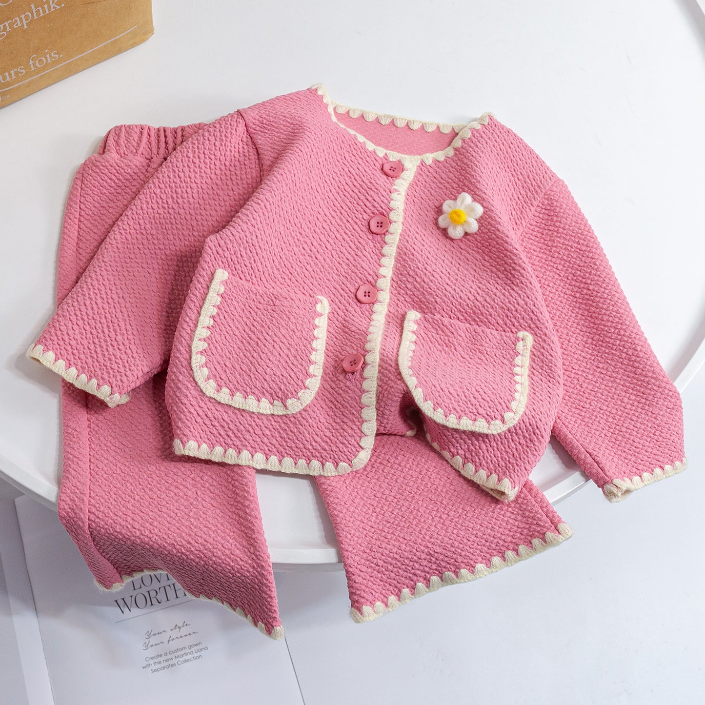 Girls’ Spring & Autumn Cotton Two-Piece Set – Long Sleeve Top and Pants