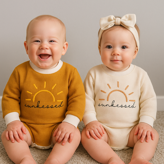 Kids Waffle Cotton Long Sleeve Romper – Multiple Prints | 6–24 Month