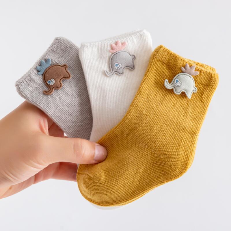 3-Pack Cartoon Patch Cotton Socks for Babies & Toddlers (0–3 Years)