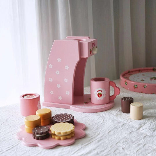 Wooden Coffee Maker Play Set - Pink