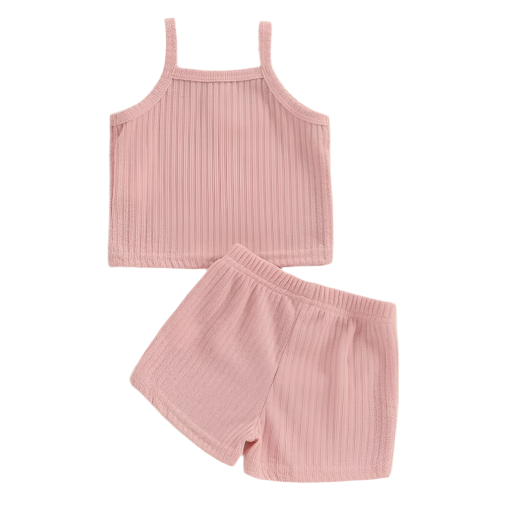 Baby Girl 2Pcs Summer Outfit – Sleeveless Top & Shorts Set