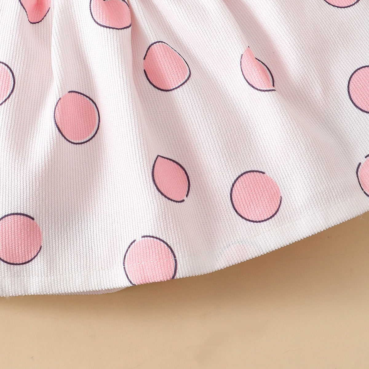 Polka Dot Rabbit Embroidered Suspender Dress Set with Headband