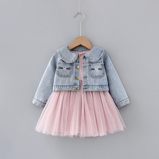Denim Kitty Tulle Dress – Sweet & Stylish for 1–5 Yrs
