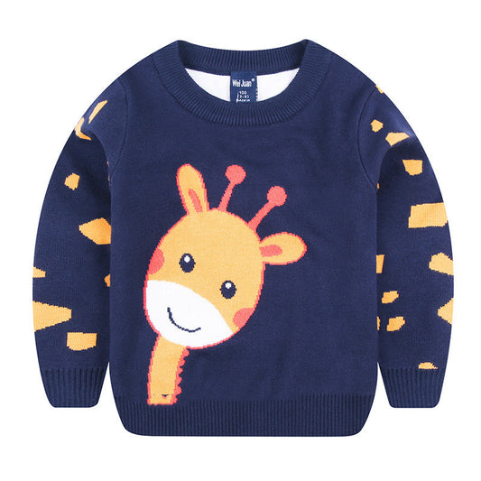 Unisex Fawn Jacquard Sweater – Soft Knit Pullover for Boys & Girls