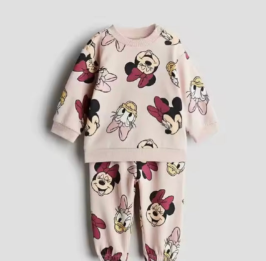 2-Piece Baby Toddler Tracksuit – Cute Printed Crewneck Sweatshirt & Pants Set (Unisex)