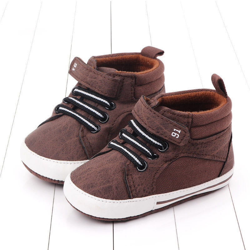 Breathable Cotton High-Top Toddler Shoes – Velcro Closure