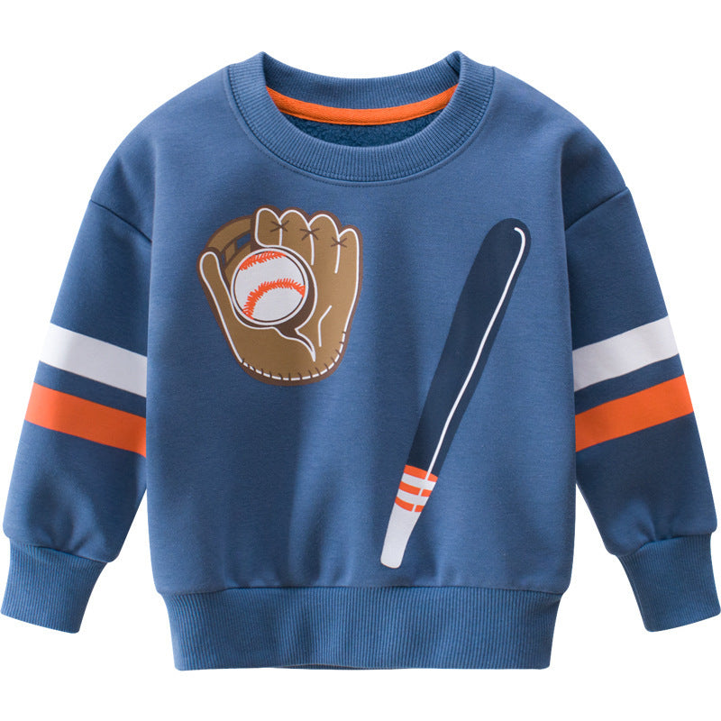 Children’s Fleece-Lined Cartoon Pullover Sweater – Boys 2-8 Y