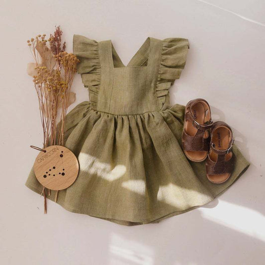 Girls’ Cotton & Linen A-Line Strap Dress