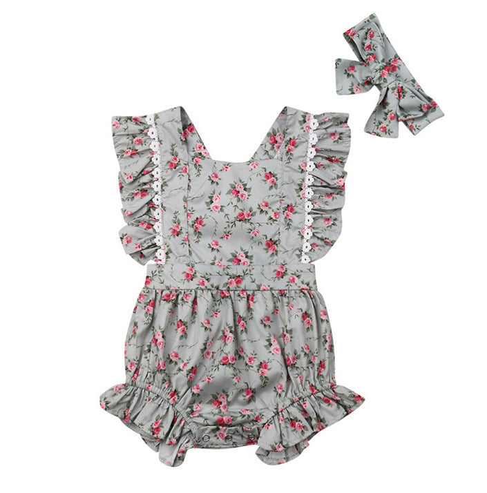 Floral Ruffle Cotton Suit– Dress or Romper Set for Babies & Girls