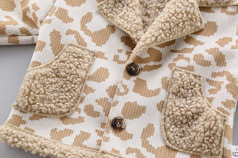 Boys’ & Girls’ Winter Camouflage Fur Coat – Thick Cotton Jacket