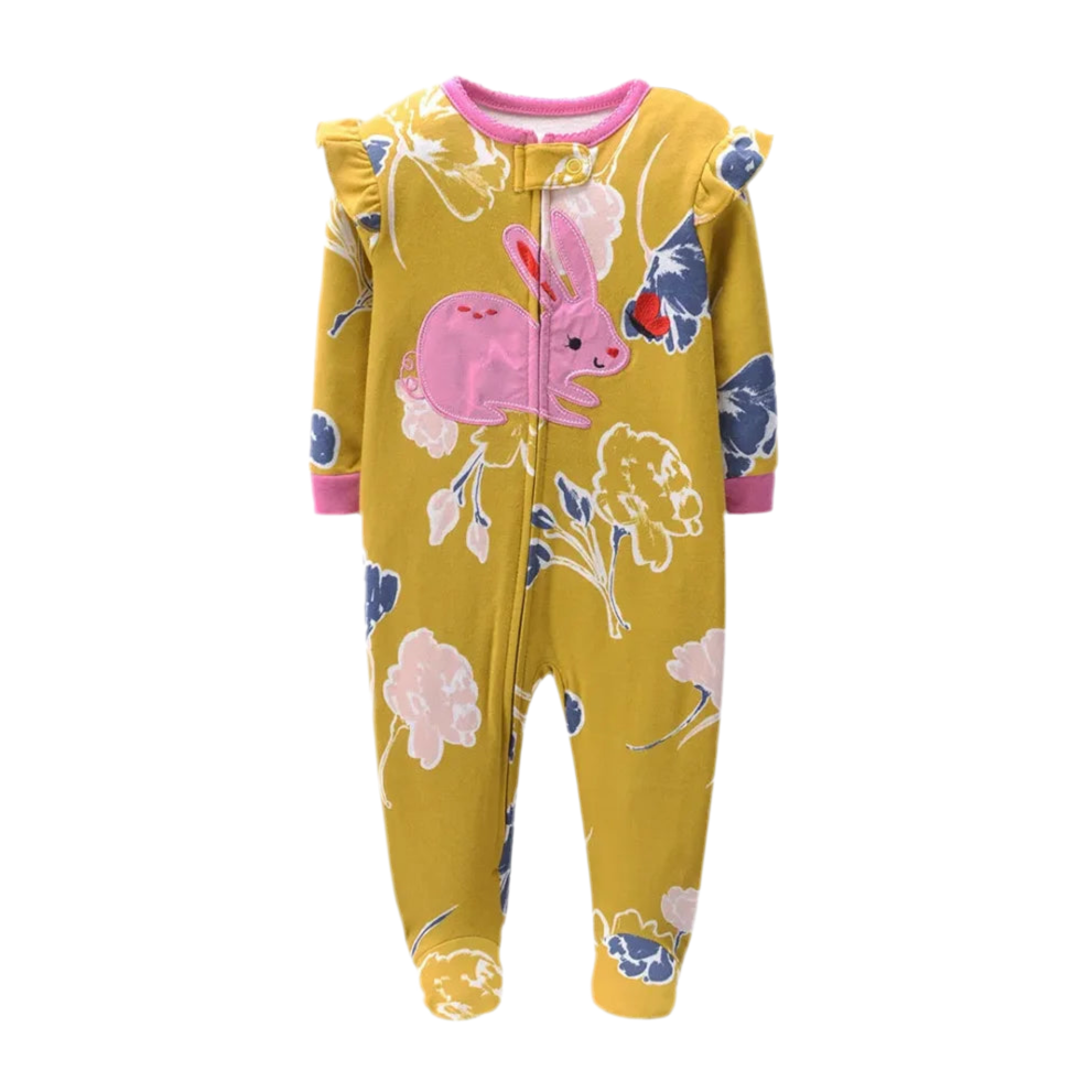 Newborn Long-Sleeve Pattern Romper – Soft Cotton Baby Jumpsuit