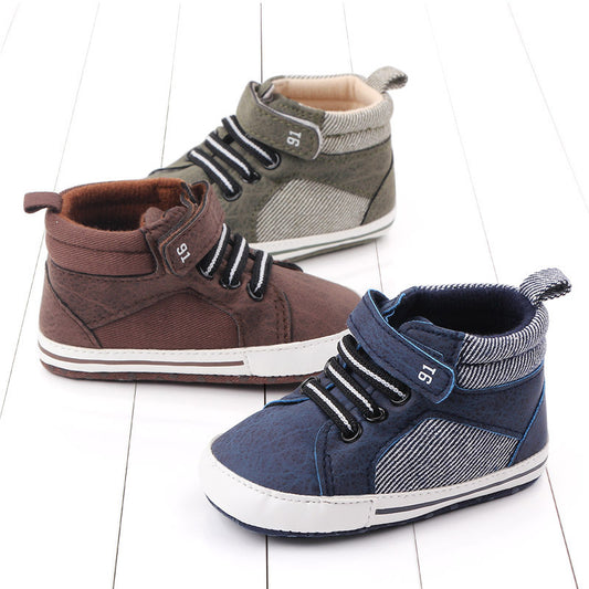 Breathable Cotton High-Top Toddler Shoes – Velcro Closure