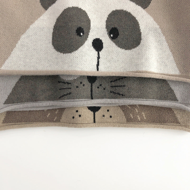Kids’ Animal Knit Pullover Sweater – Unisex - Panda, Bear, Cat Designs