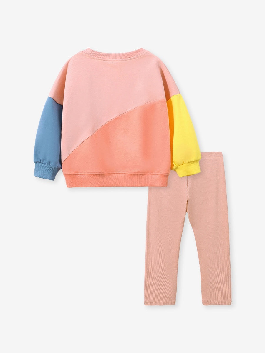 Girls’ Embroidered Cotton Outfit – 2-Piece Top & Pants Set