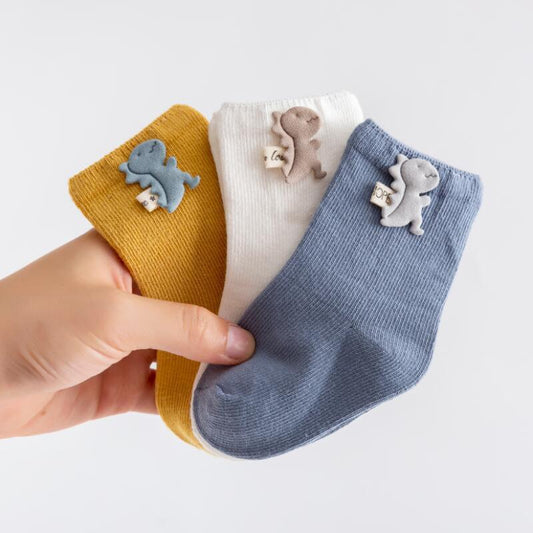 3-Pack Cartoon Patch Cotton Socks for Babies & Toddlers (0–3 Years)