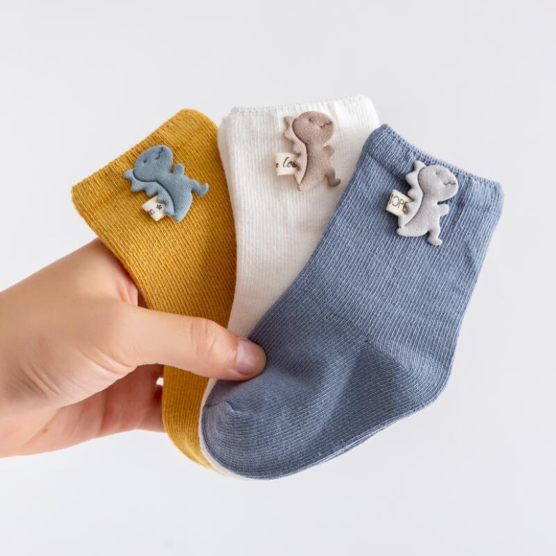 3-Pack Cartoon Patch Cotton Socks for Babies & Toddlers (0–3 Years)