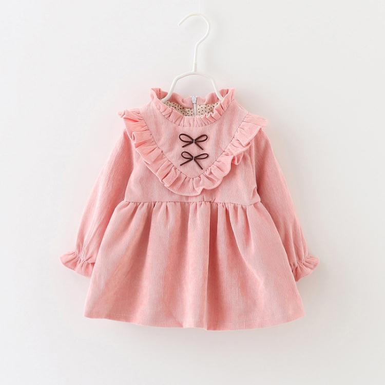 Girls’ V-Neck Corduroy Dress – Spring Casual Style