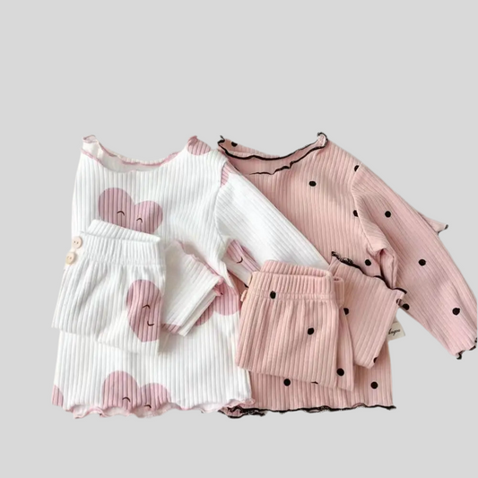 Little Girls Ice Silk Pajama Set – 2 Piece Sleepwear