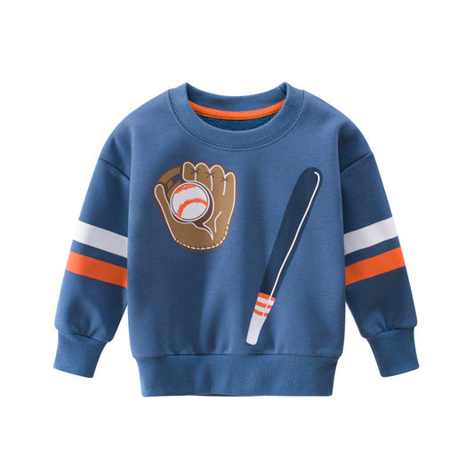Children’s Fleece-Lined Cartoon Pullover Sweater – Boys 2-8 Y