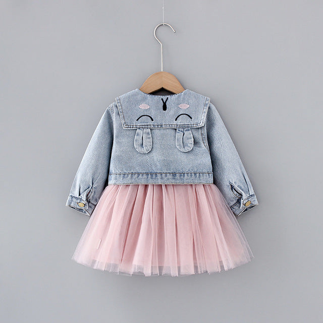 Denim Kitty Tulle Dress – Sweet & Stylish for 1–5 Yrs