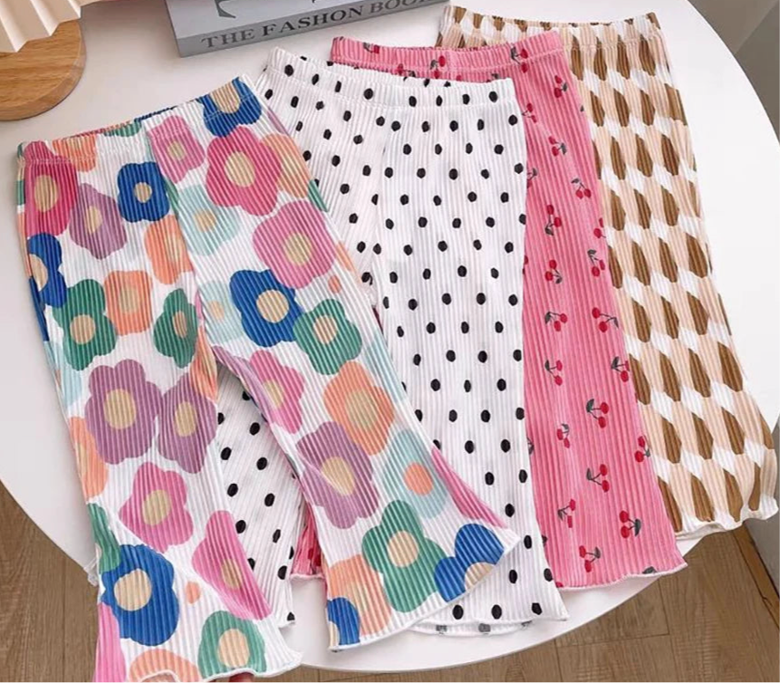 Summer Girls Floral Polka Dot Flared Pants