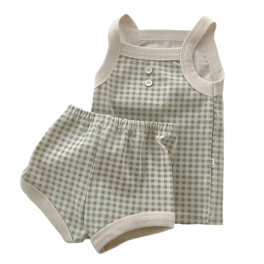 Summer Girls’ Plaid Halter Top & Shorts Set