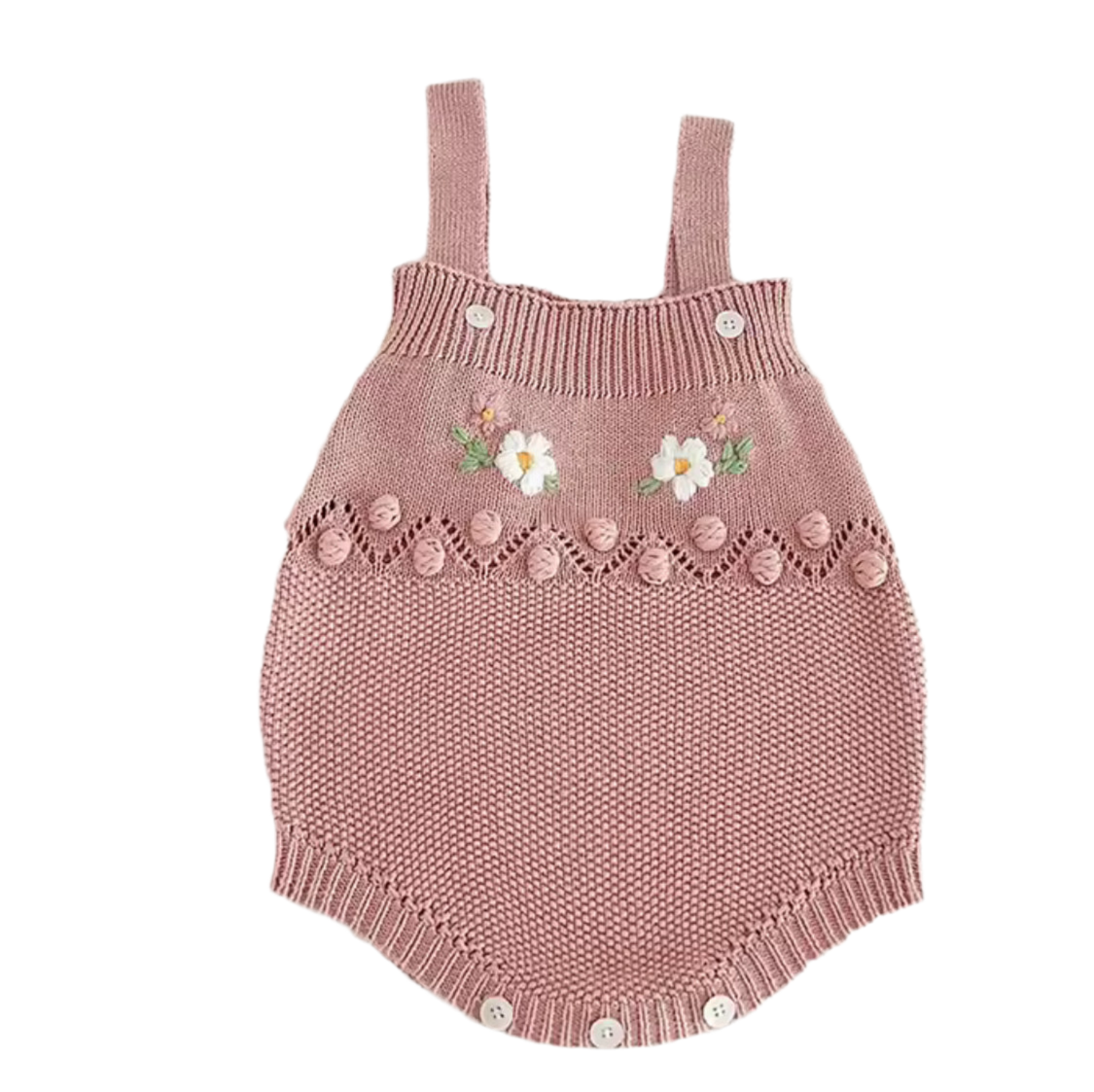 Newborn Handmade Flower Knit Set – Cardigan & Romper | 0–3Y ( Sold Separately)
