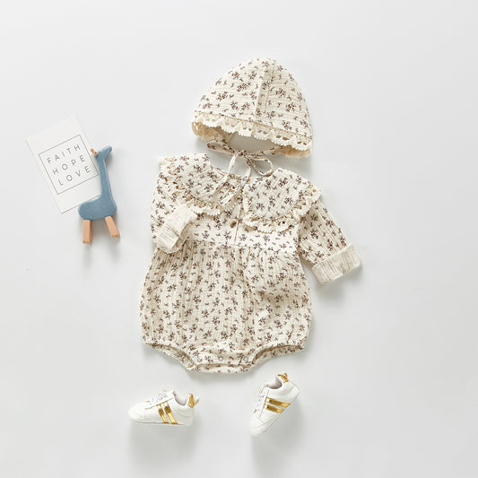 Autumn Baby Girl Floral Bodysuit with Removable Hood