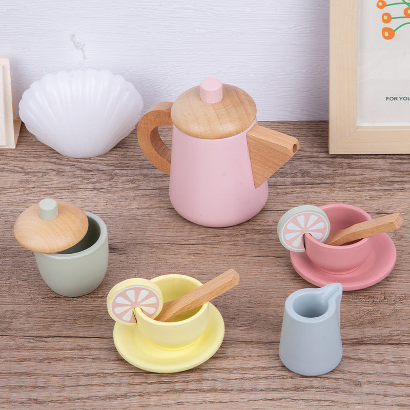 Wooden Children’s Tea Set – Pretend Play House Toy (Combination Set)