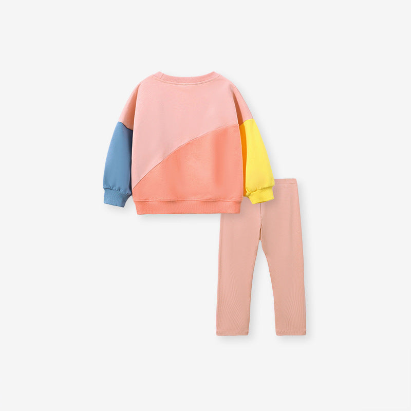 Girls’ Embroidered Cotton Outfit – 2-Piece Top & Pants Set