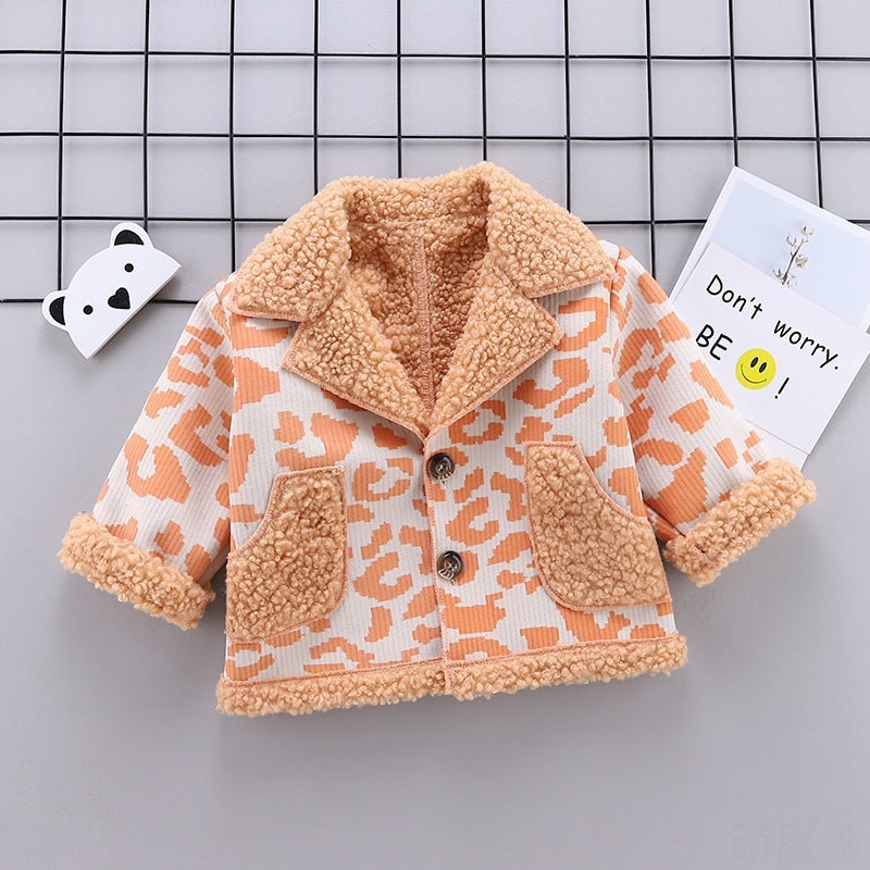 Boys’ & Girls’ Winter Camouflage Fur Coat – Thick Cotton Jacket