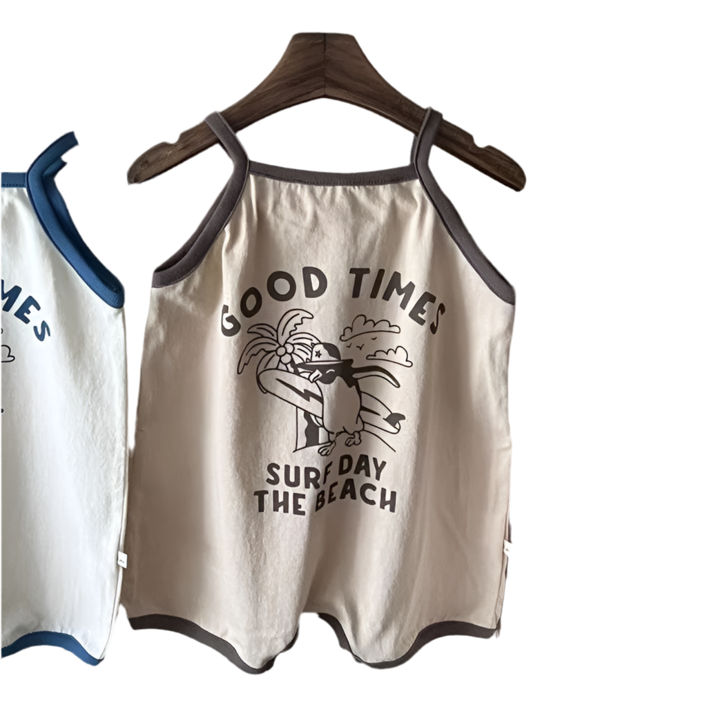 Summer Baby Sleeveless Sling Romper – Cartoon Print