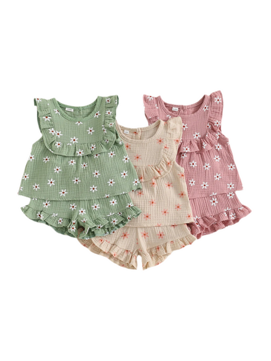 Toddler Girls 2-Piece Floral Tank Top & Shorts Set (6M–4Y)