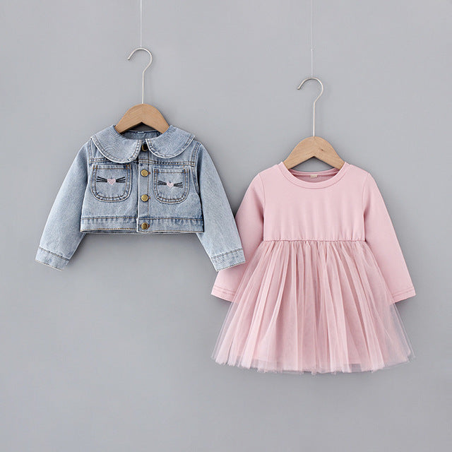 Denim Kitty Tulle Dress – Sweet & Stylish for 1–5 Yrs