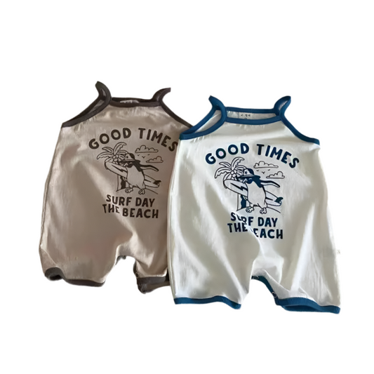 Summer Baby Sleeveless Sling Romper – Cartoon Print