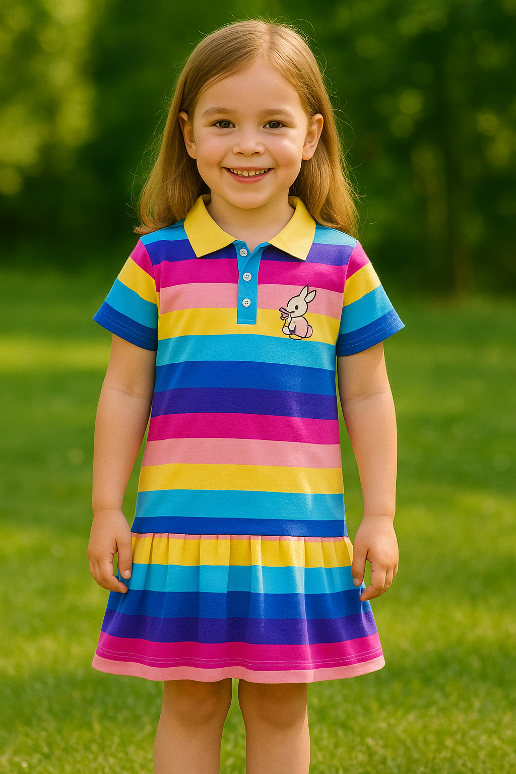 Rainbow Striped Low Waist Dress