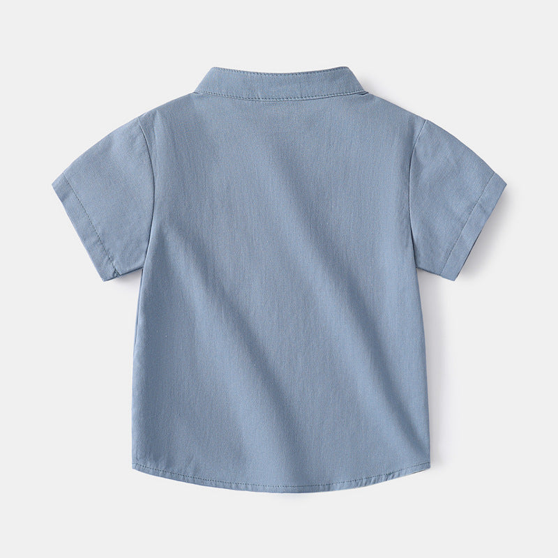 Boys’ V-Neck Short Sleeve Cotton Shirt