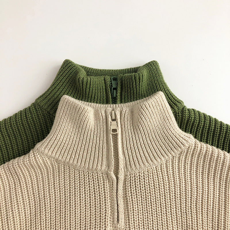 Unisex Half Zipper Pullover Sweater