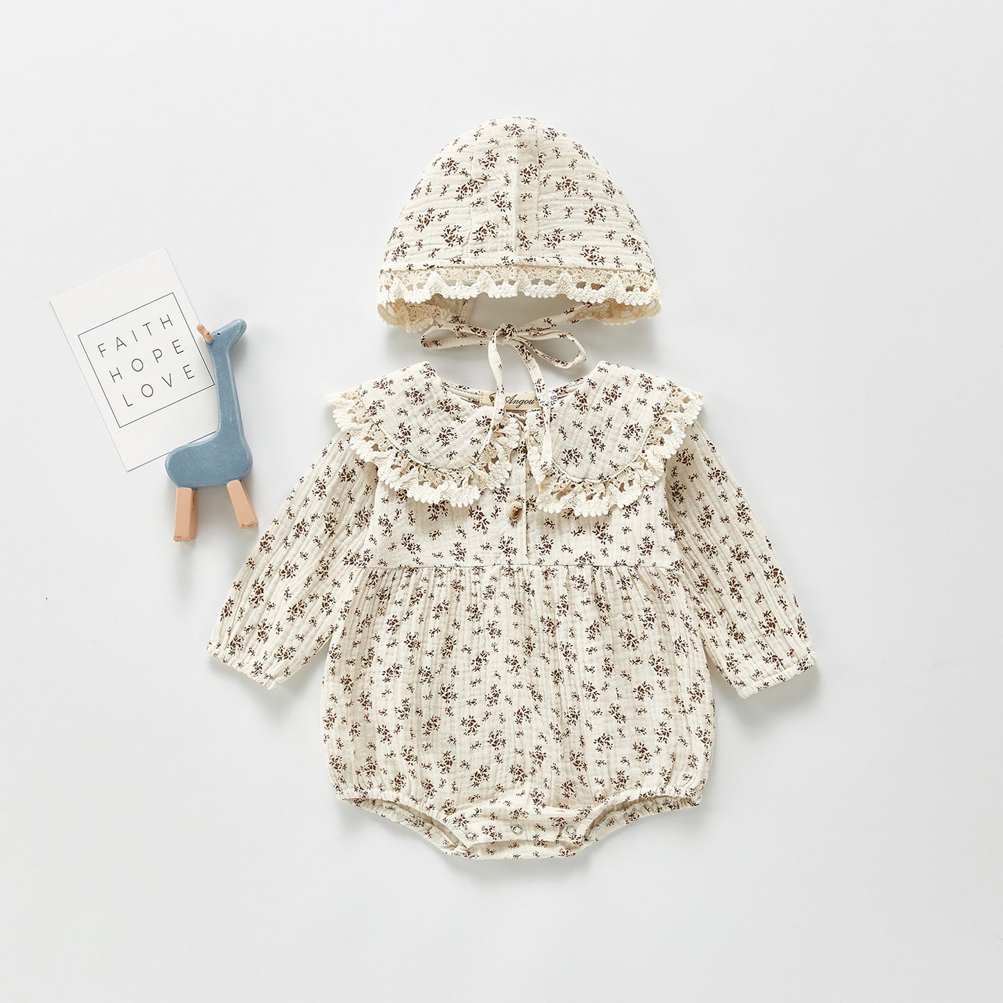 Autumn Baby Girl Floral Bodysuit with Removable Hood