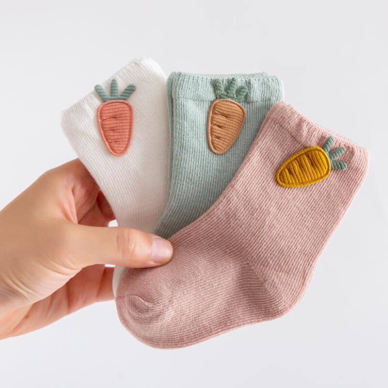 3-Pack Cartoon Patch Cotton Socks for Babies & Toddlers (0–3 Years)
