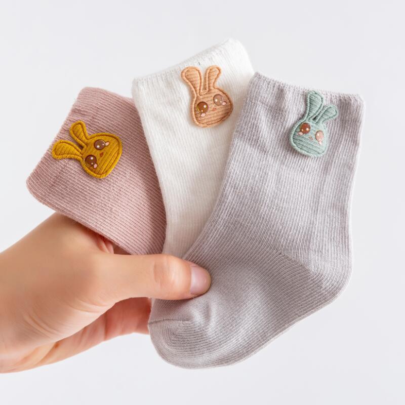 3-Pack Cartoon Patch Cotton Socks for Babies & Toddlers (0–3 Years)