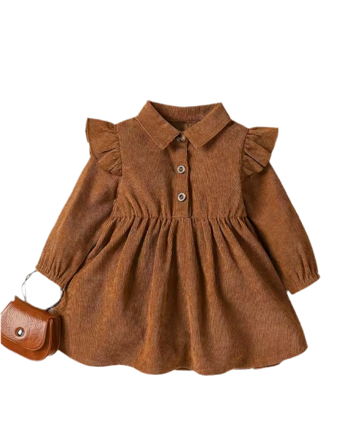 Baby Girls Long Sleeve Turn-down Collar Dress (1–3Y)