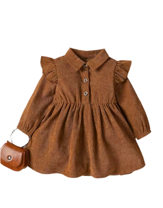 Baby Girls Long Sleeve Turn-down Collar Dress (1–3Y)