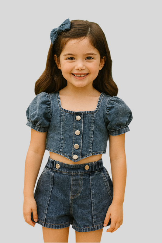 Stylish Denim Suit for Girls (Ages 3–7Y)