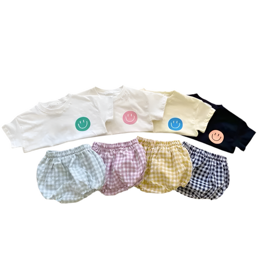 Toddler Boys & Girls Plaid Shorts Set (1–3 Years)
