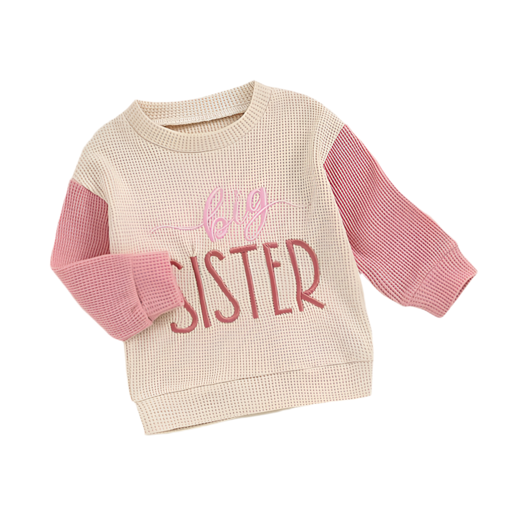 Big Sister / Big Brother Waffle Knit Sweatshirt – Oversized Toddler Sweater