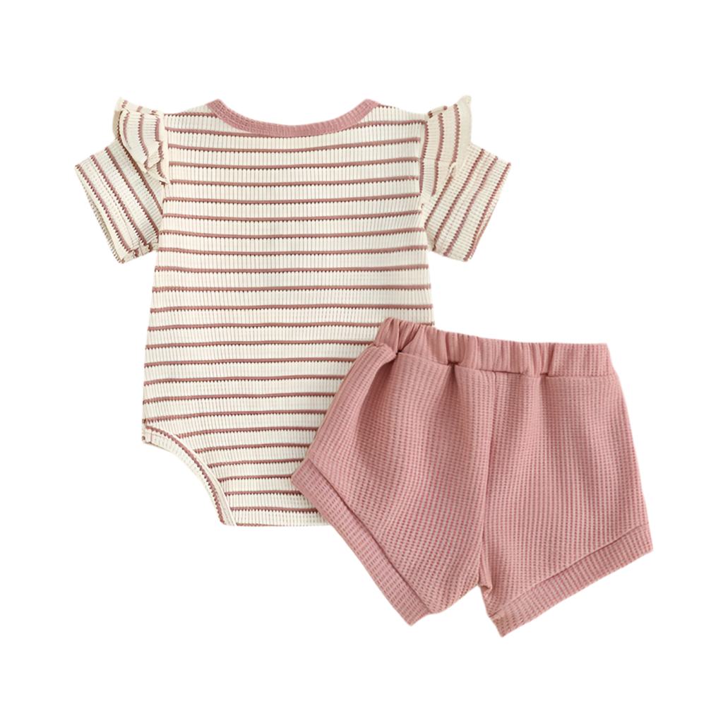 Baby Girls Shorts Set – Striped Romper & Shorts (2-Piece Outfit)
