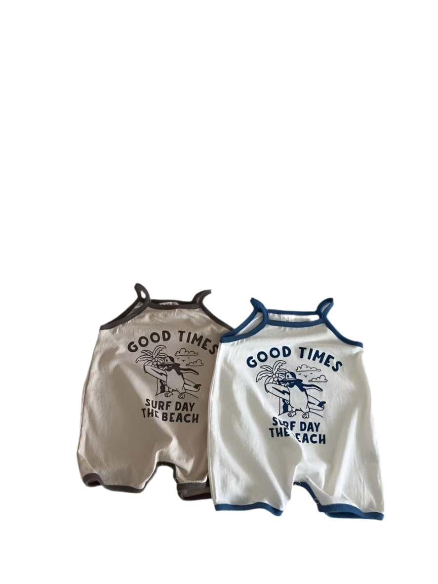Summer Baby Sleeveless Sling Romper – Cartoon Print