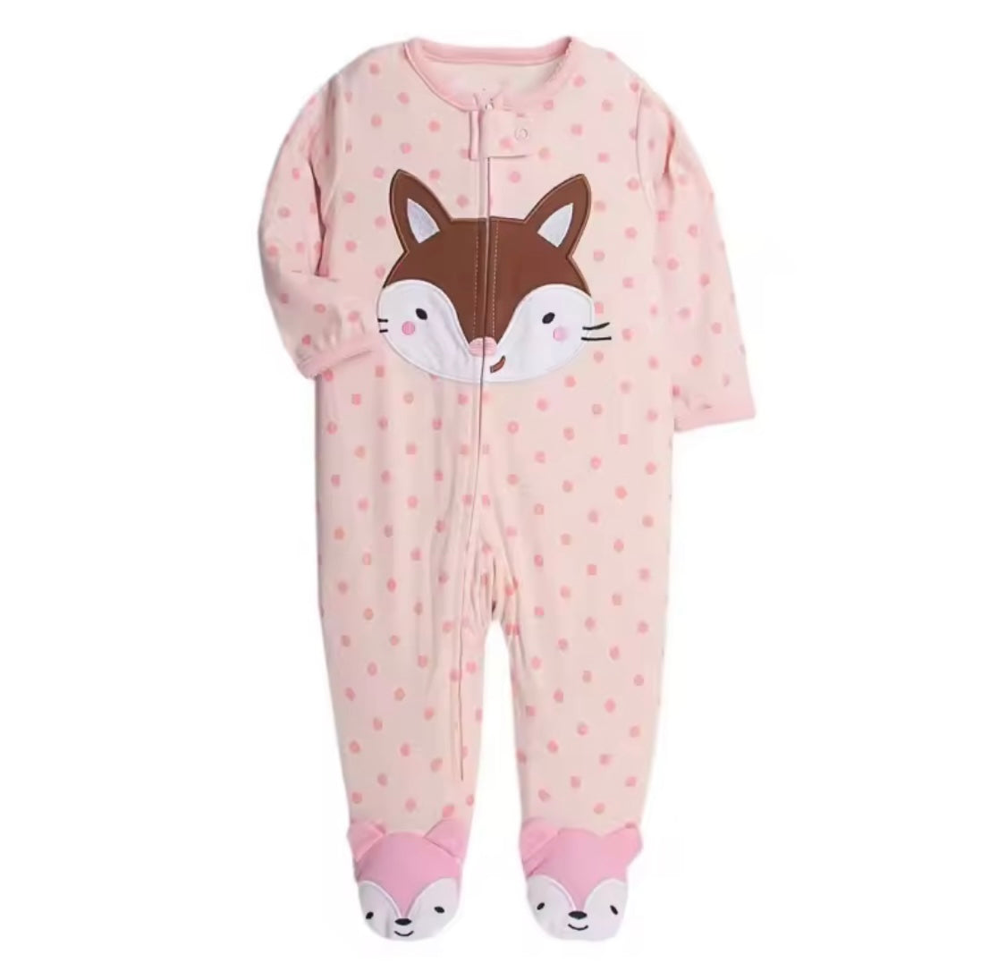 Footed Zip-Up Fleece Baby Romper – Warm Hooded Jumpsuit (0–12M)