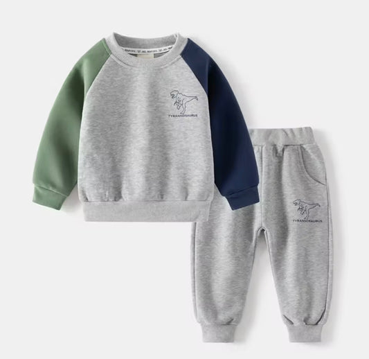 Dino Explorer Two-Piece Set – Boys Long Sleeve Sweater + Pants (12M–5Y)